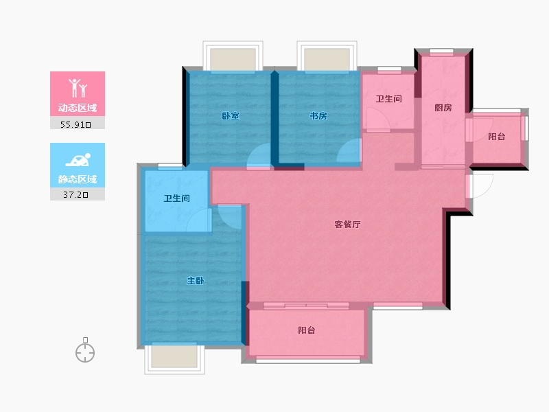 四川省-成都市-人居玺云府-82.79-户型库-动静分区