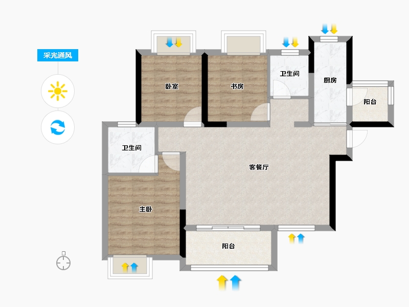 四川省-成都市-人居玺云府-82.79-户型库-采光通风