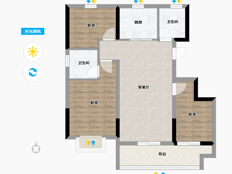 河北省-石家庄市-金地峯汇-73.25-户型库-采光通风