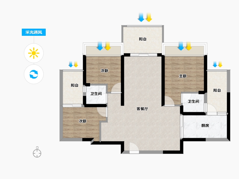 广东省-湛江市-君临世纪-87.64-户型库-采光通风