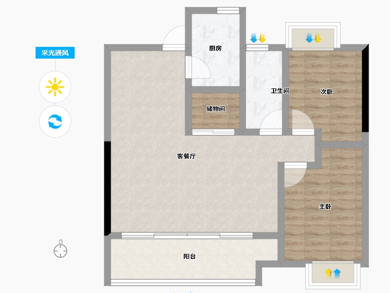 江苏省-南通市-复地上河印巷-78.40-户型库-采光通风