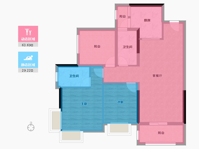 广东省-佛山市-​颐安灏景湾-82.54-户型库-动静分区