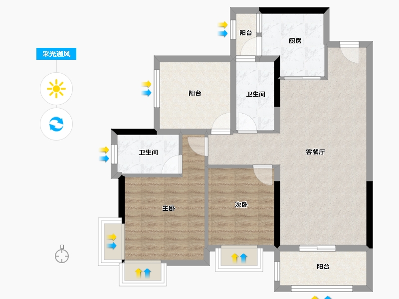 广东省-佛山市-​颐安灏景湾-82.54-户型库-采光通风