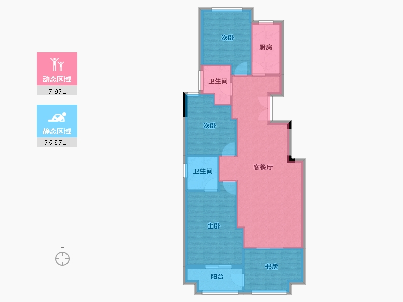 浙江省-金华市-龙祈新居-95.03-户型库-动静分区