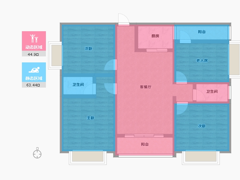 广西壮族自治区-河池市-中山华府-95.27-户型库-动静分区