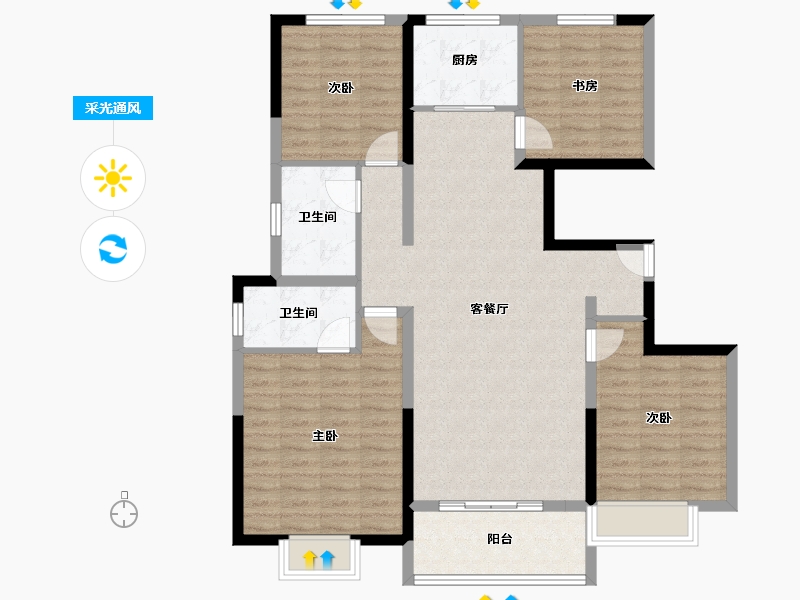 山西省-太原市-华润置地公元九里-111.20-户型库-采光通风