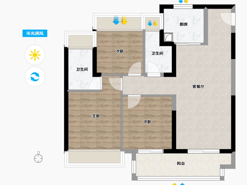 江苏省-无锡市-兰樾雅院-77.28-户型库-采光通风