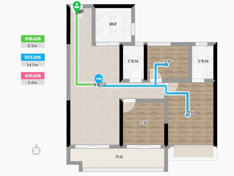 江苏省-南通市-如东碧桂园公园星著-85.60-户型库-动静线