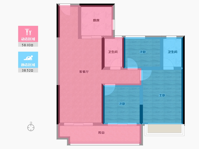 江苏省-南通市-如东碧桂园公园星著-85.60-户型库-动静分区