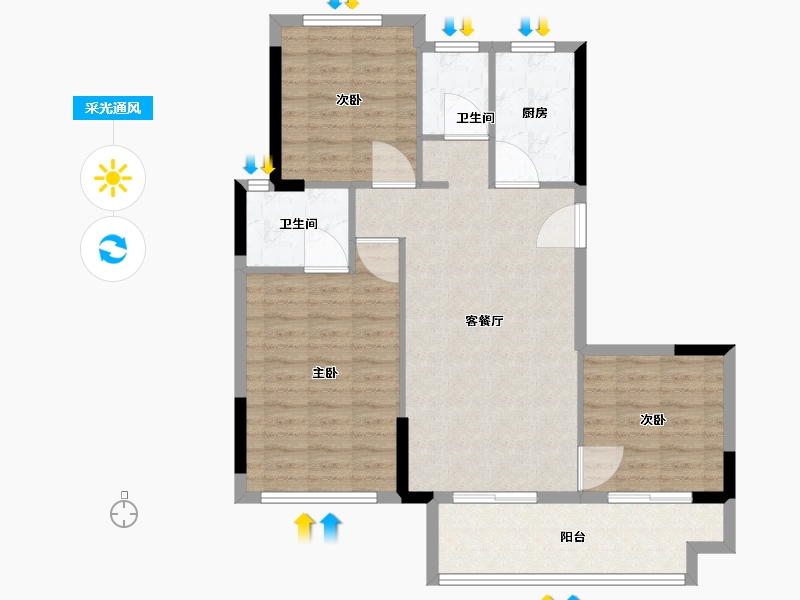 福建省-福州市-龙湖迪鑫紫宸府-88.00-户型库-采光通风