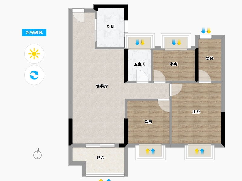 福建省-福州市-长乐融信澜山-71.01-户型库-采光通风