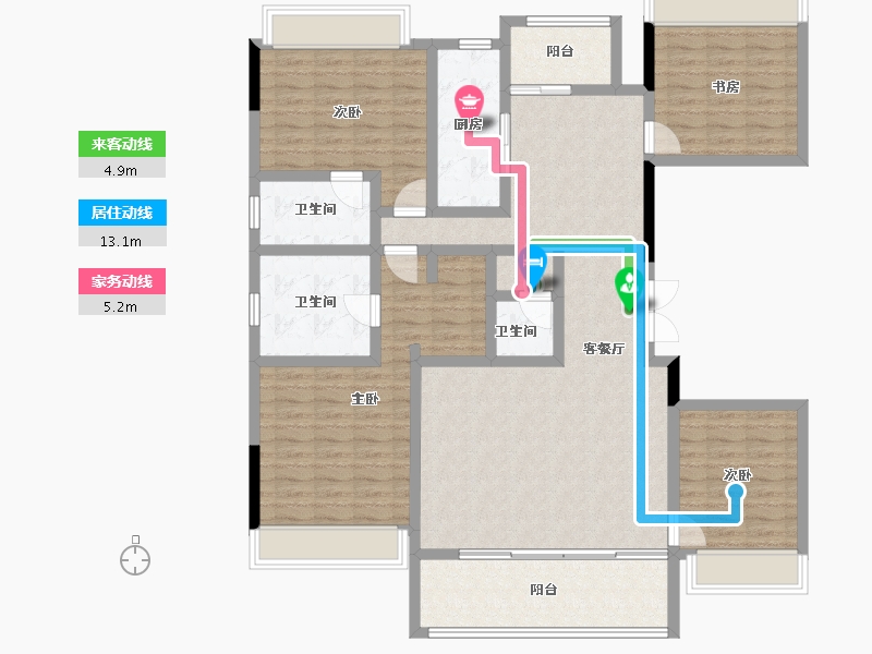 四川省-成都市-中洲锦城湖岸二期-138.70-户型库-动静线