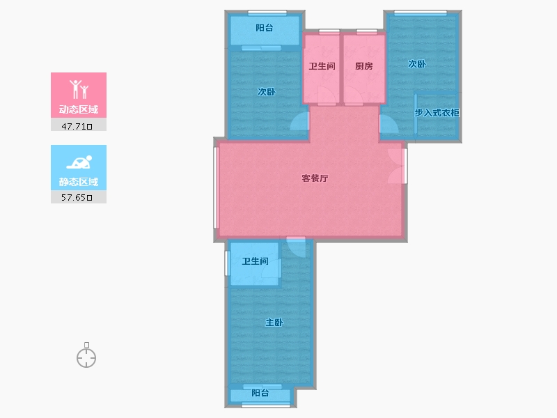 浙江省-金华市-龙祈新居-95.04-户型库-动静分区