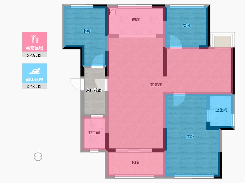 重庆-重庆市-北辰悦来壹号-88.01-户型库-动静分区