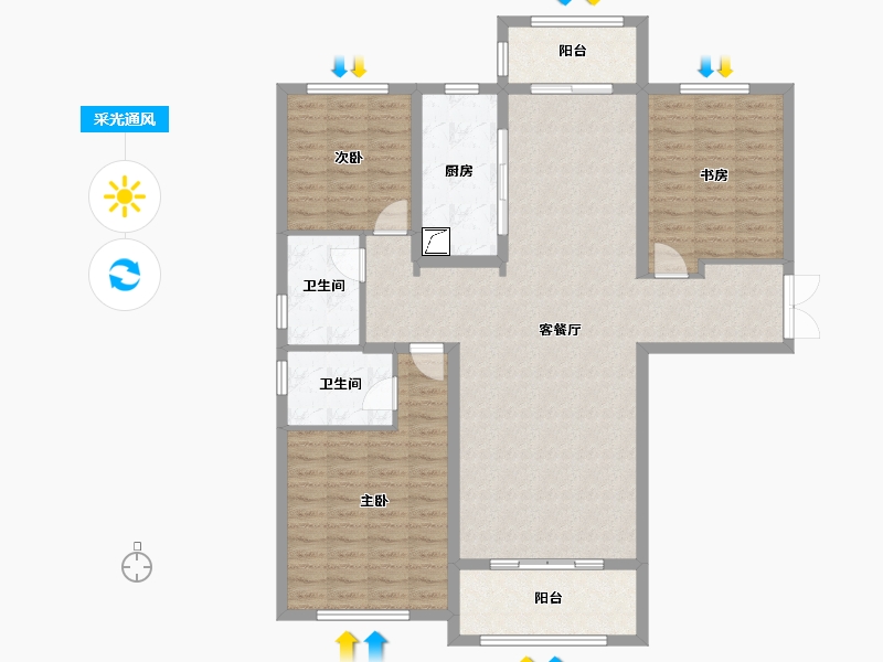 湖北省-武汉市-复地东湖国际8期-118.00-户型库-采光通风