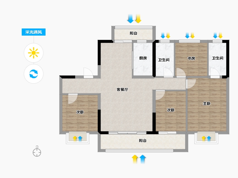 浙江省-绍兴市-新昌碧桂园珺悦-112.00-户型库-采光通风