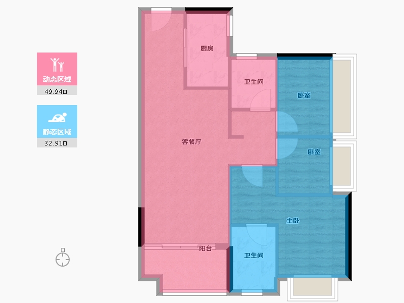 广东省-广州市-​时代云来广州-74.99-户型库-动静分区