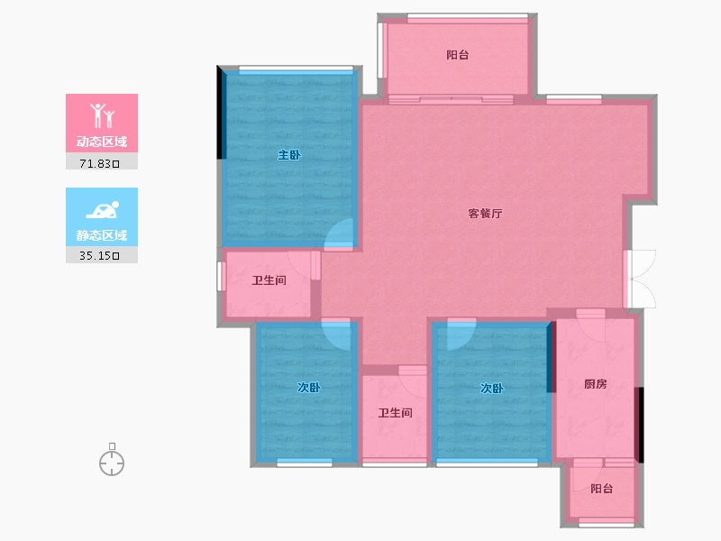 四川省-成都市-澜岸听溪-95.56-户型库-动静分区