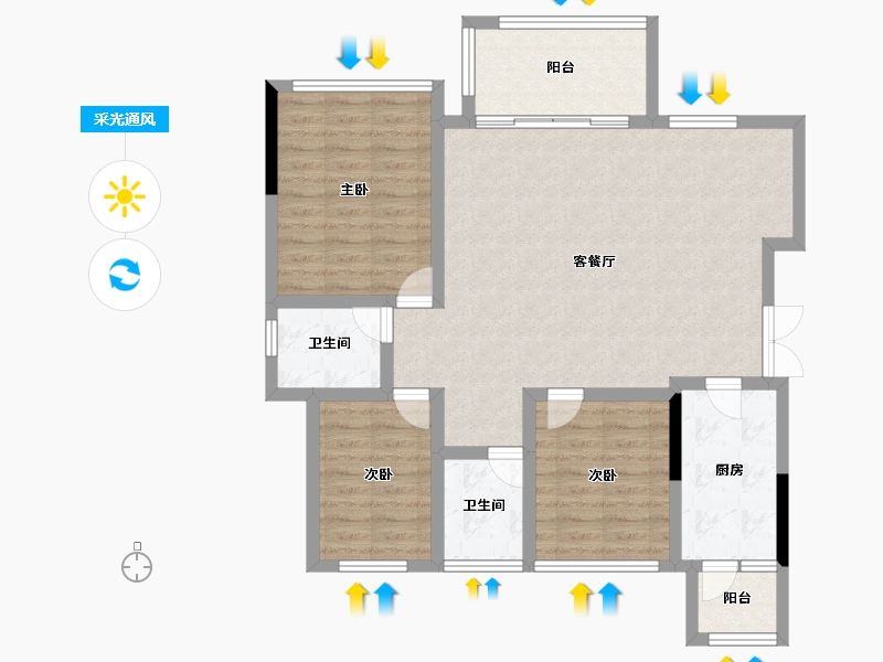 四川省-成都市-澜岸听溪-95.56-户型库-采光通风