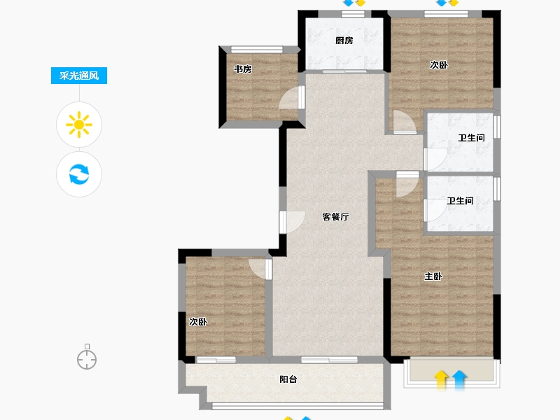 浙江省-绍兴市-新昌碧桂园珺悦-104.04-户型库-采光通风