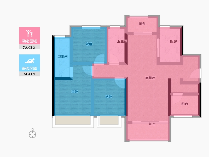 广东省-广州市-​龙光玖誉府-80.80-户型库-动静分区