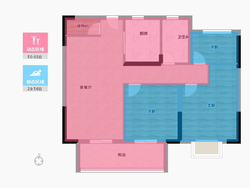 浙江省-绍兴市-宋都广宇锦洲府-71.00-户型库-动静分区