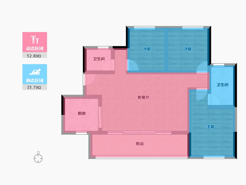 四川省-成都市-成都万科碧桂园公园大道2期-78.18-户型库-动静分区