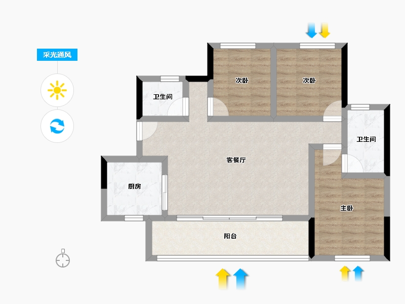 四川省-成都市-成都万科碧桂园公园大道2期-78.18-户型库-采光通风