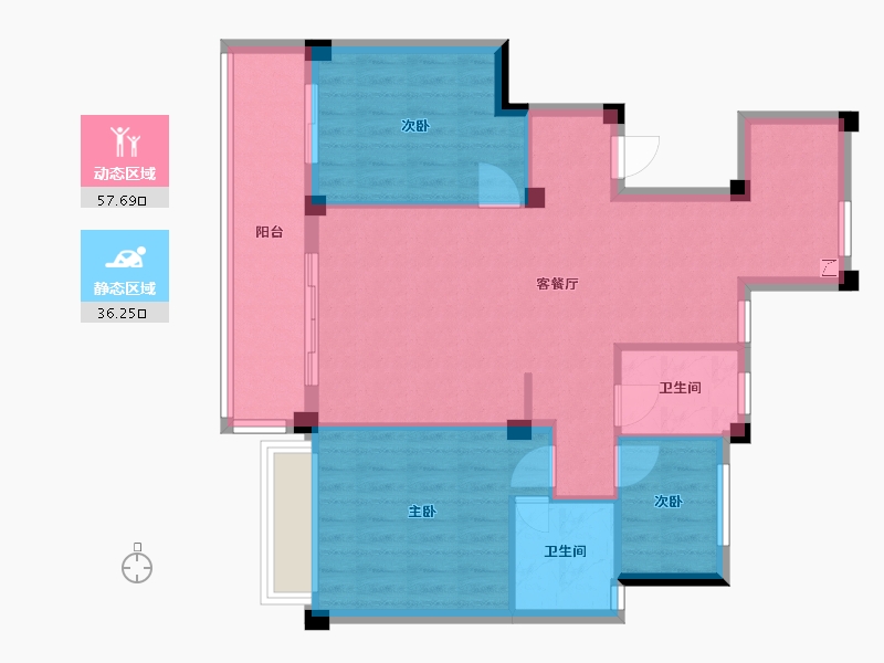 浙江省-台州市-书韵名苑-88.53-户型库-动静分区