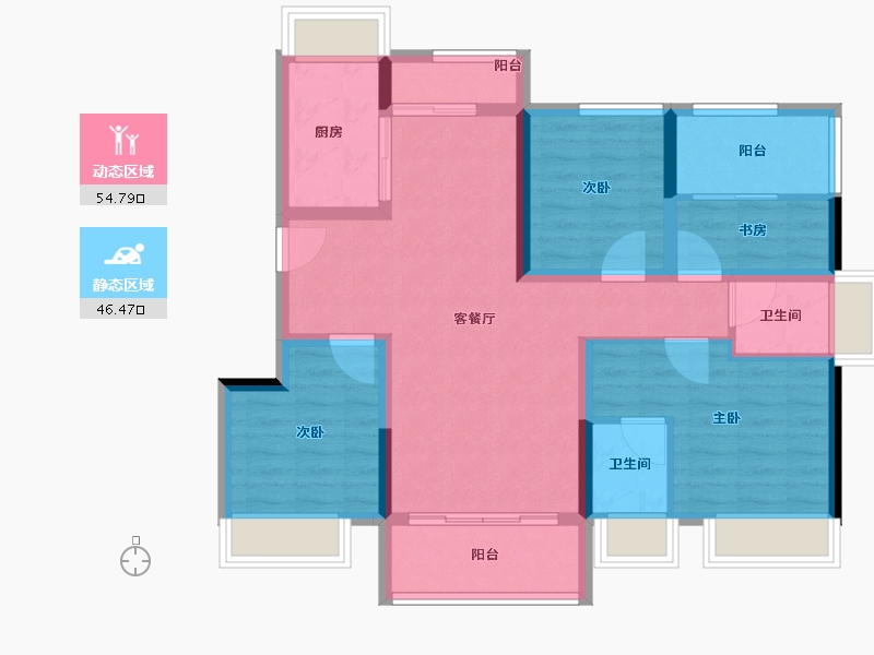 广东省-广州市-​龙光玖誉府-89.60-户型库-动静分区