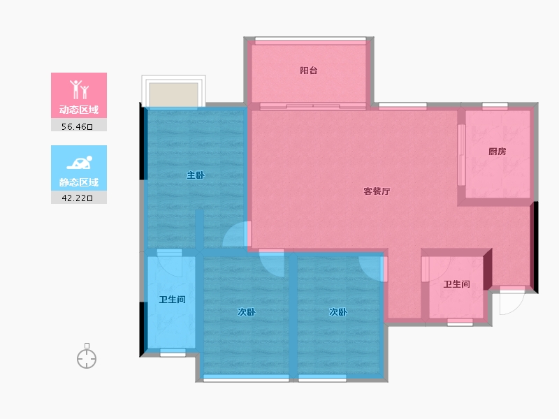 四川省-成都市-澜岸听溪-87.35-户型库-动静分区