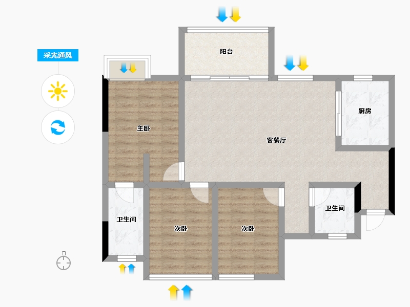 四川省-成都市-澜岸听溪-87.35-户型库-采光通风