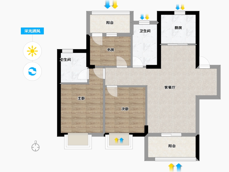 福建省-福州市-蓝光里-71.00-户型库-采光通风