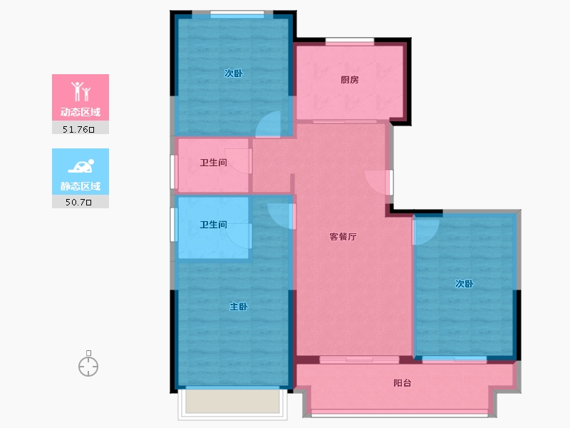 浙江省-金华市-荣安棠樾-92.77-户型库-动静分区