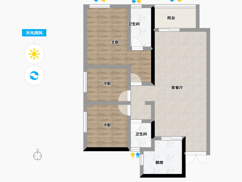 四川省-成都市-澜岸听溪-78.40-户型库-采光通风