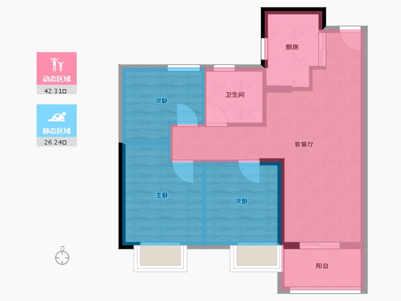 福建省-福州市-蓝光里-61.00-户型库-动静分区