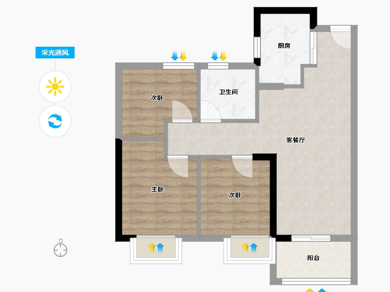 福建省-福州市-蓝光里-61.00-户型库-采光通风