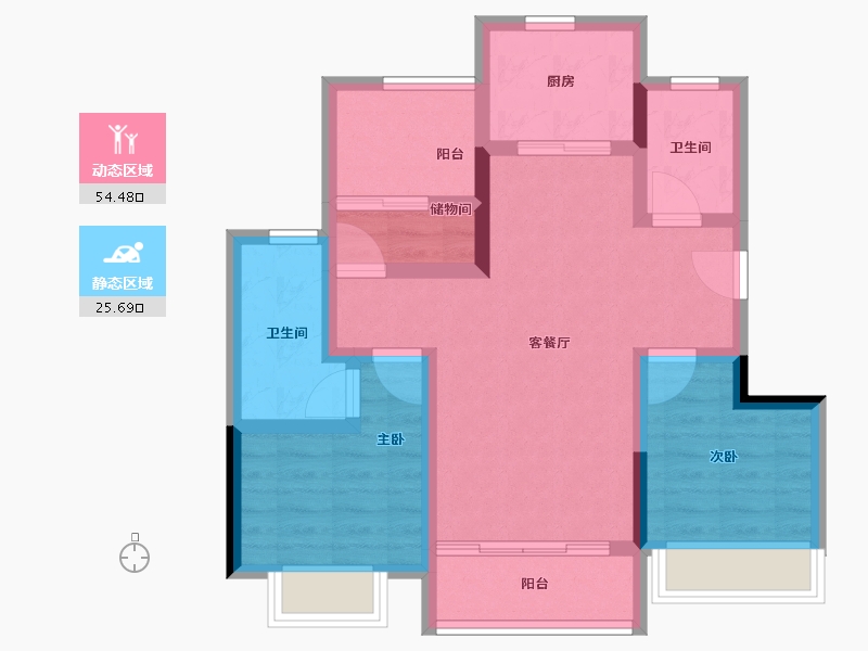 广东省-广州市-​龙光玖誉府-70.00-户型库-动静分区