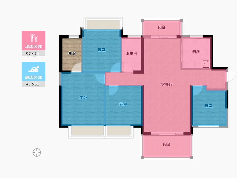 广西壮族自治区-南宁市-龙光玖誉城-94.67-户型库-动静分区