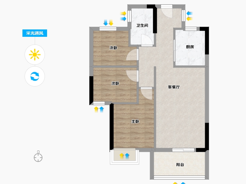 福建省-福州市-滨海金茂智慧科学城-62.00-户型库-采光通风