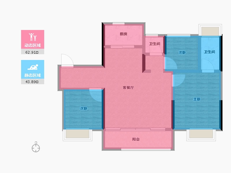 江苏省-南通市-如东碧桂园公园星著-96.01-户型库-动静分区