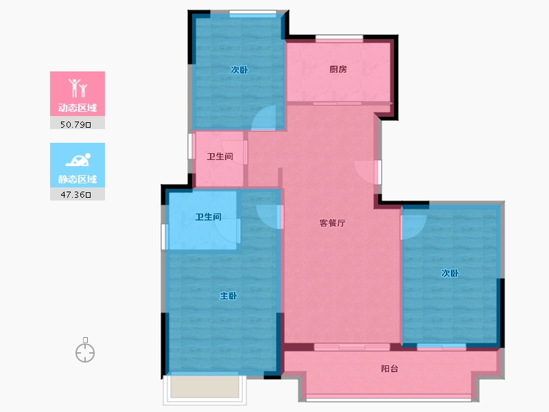 浙江省-金华市-荣安棠樾-88.77-户型库-动静分区