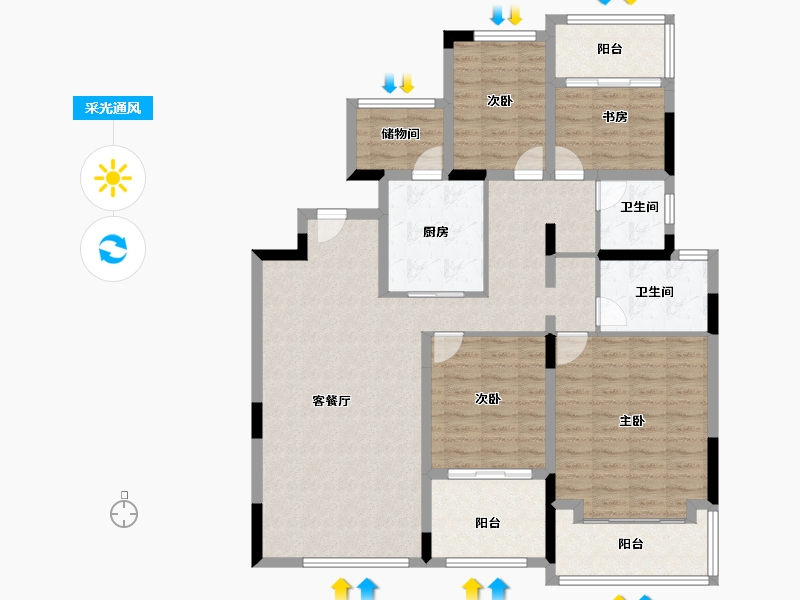 浙江省-湖州市-恒大林溪竹语-123.29-户型库-采光通风