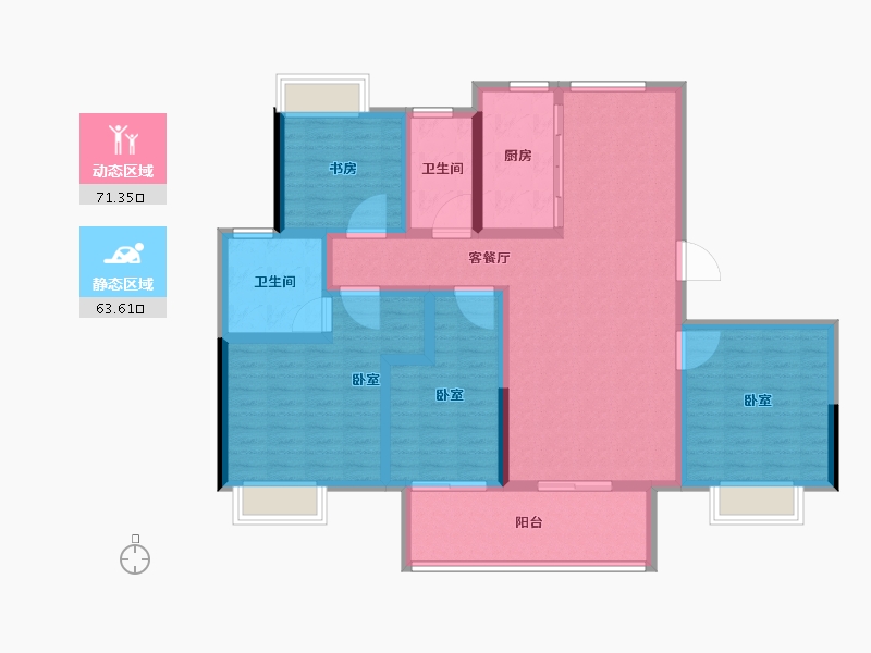 江苏省-南通市-欣鹏=锦茗雅居.-120.80-户型库-动静分区