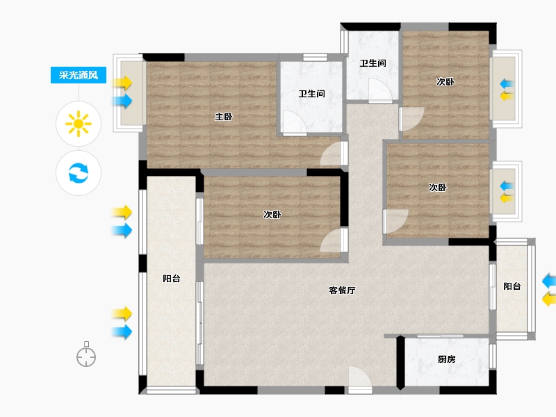 江西省-赣州市-红都·象湖新城-120.00-户型库-采光通风