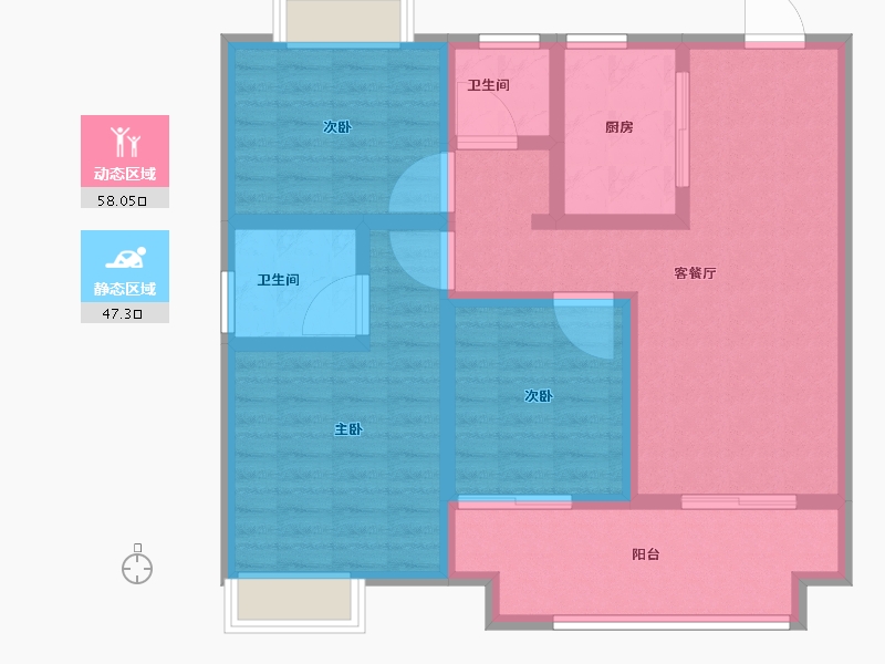 江苏省-南通市-阳光城西欧文澜府-93.65-户型库-动静分区