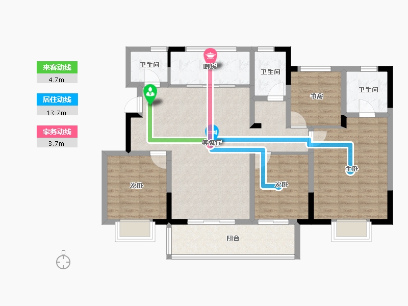 浙江省-宁波市-北辰香麓湾-104.00-户型库-动静线