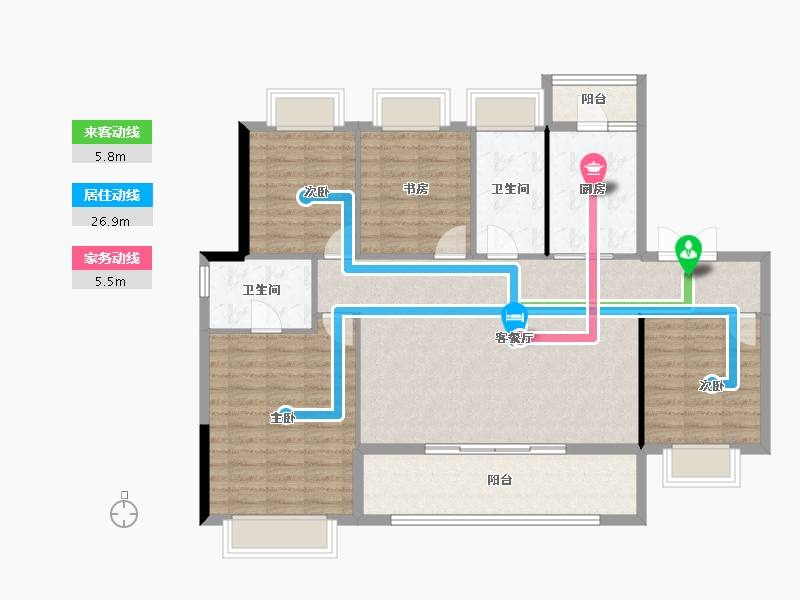 云南省-昆明市-华侨城公园悦府-115.36-户型库-动静线