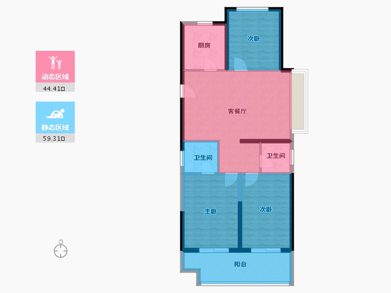 河南省-郑州市-朗悦公园府-93.77-户型库-动静分区