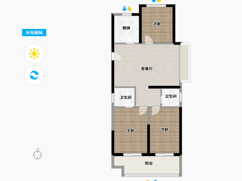 河南省-郑州市-朗悦公园府-93.77-户型库-采光通风